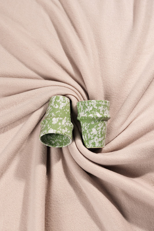 Grote van 2 Glazen – Groen Gespikkeld met Wit