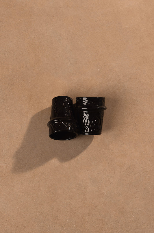 Set van 2 Kleine Keramieken Glazen – Donkerbruin